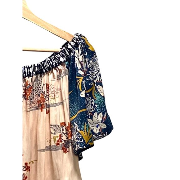 Free People Rocken Rochelle Off The Shoulder Floral Top Beige Size XS Boho Fall - Picture 6 of 14